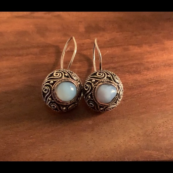 Antique Style Blue Angelite Tpz Infinity Earrings - Picture 6 of 10